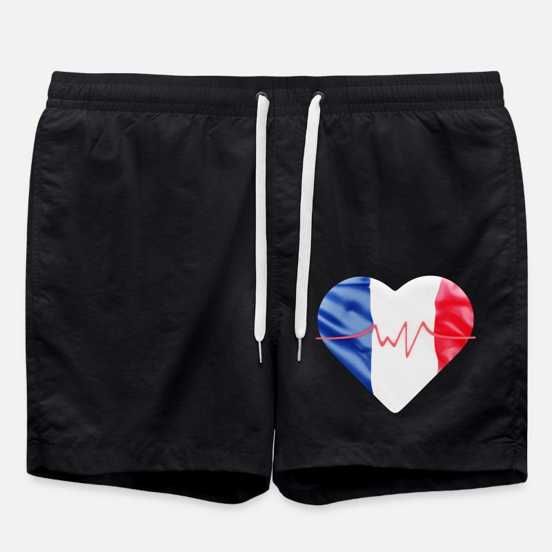 French flag - blue, white, red - Swim Trunks - black