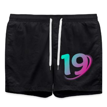 Number 19 multicolor - Swim Trunks - black - Front - AI Model Male 185 light (185cm)