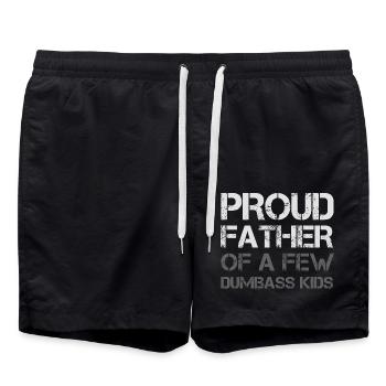 PROUD FATHER OF A FEW DUMBASS KIDS - Badeshorts - Schwarz - Vorne - AI Model Male 185 light (185cm)