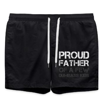 PROUD FATHER OF A FEW DUMBASS KIDS - Badeshorts - Schwarz - Vorne - AI Model Male 185 light (185cm)