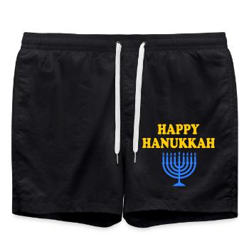 HAPPY HANUKKAH - Swim Trunks - black - Front - AI Model Male 185 light (185cm)