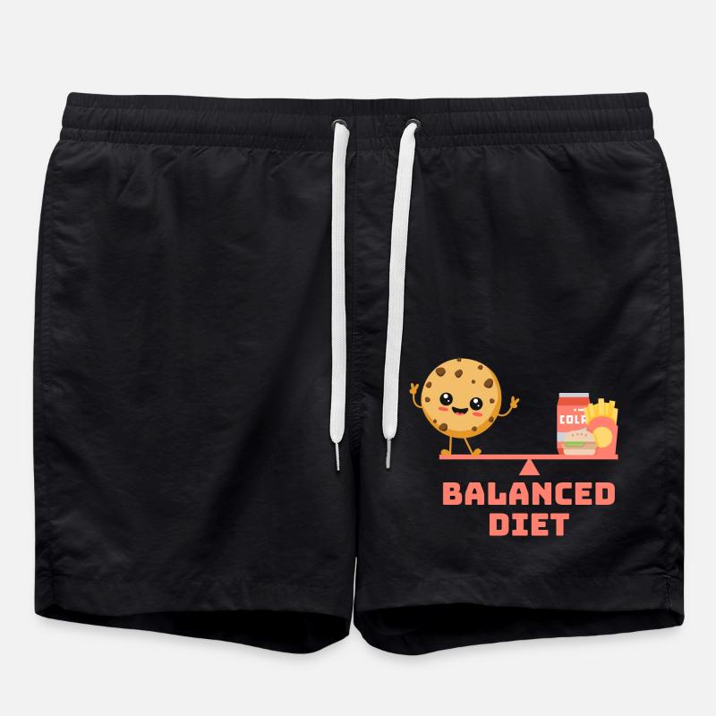 équilibré cookie fastfood Régime - Short de bain - noir