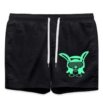 Bunny DJ Cool Rabbit Party Club Music Listening Fun - Swim Trunks - black - Front - AI Model Male 185 light (185cm)