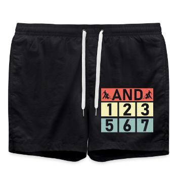 And 123 567 Salsa Dance Latin Music - Swim Trunks - black - Front - AI Model Male 185 light (185cm)
