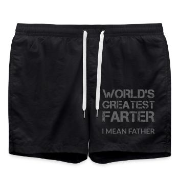 WORLD'S GREATEST FARTHER I MEAN FATHER - Father's Day - Swim Trunks - black - Front - AI Model Male 185 light (185cm)
