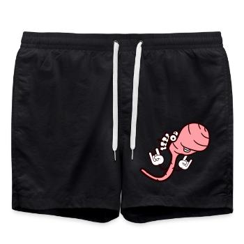 Heavy Metal Worm King Couronne Cornes Geste de la main Fun - Short de bain - noir - Devant - AI Model Male 185 light (185cm)