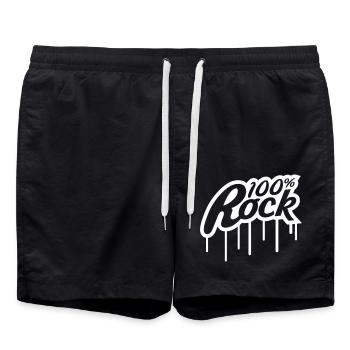 100 % Prozent Rock Musik Stempel Graffiti Tropfen - Badeshorts - Schwarz - Vorne - AI Model Male 185 light (185cm)
