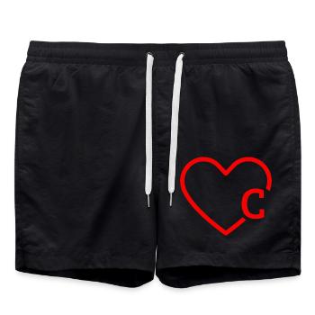 Buchstabe C Rotes Herz - Badeshorts - Schwarz - Vorne - AI Model Male 185 light (185cm)