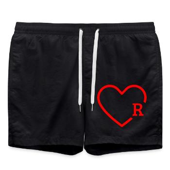lettre r cœur rouge - Short de bain - noir - Devant - AI Model Male 185 light (185cm)