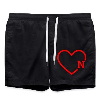lettre n cœur rouge - Short de bain - noir - Devant - AI Model Male 185 light (185cm)