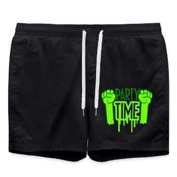Party Time Crew Logo Celebrate Team Friends Member - Swim Trunks - black - Front - AI Model Male 185 light (185cm)