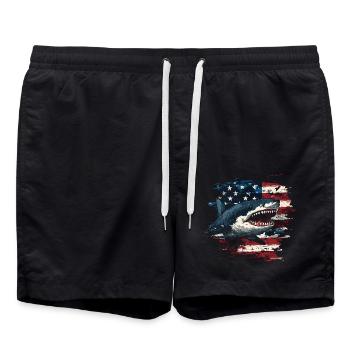 Requin avec drapeau des États-Unis - Short de bain - noir - Devant - AI Model Male 185 light (185cm)