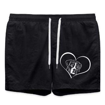 Chiot boxer dans le cœur - Short de bain - noir - Devant - AI Model Male 185 light (185cm)