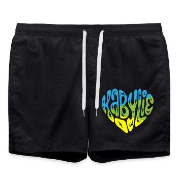 Kabylie Dans Mon Cœur - Short de bain - noir - Devant - AI Model Male 185 light (185cm)