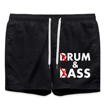 Drum and bass - rum and ass - Badeshorts - Schwarz - Vorne - AI Model Male 185 light (185cm)