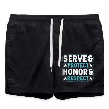 Police Officer Serve Protect Honor And Respect - Swim Trunks - black - Front - AI Model Male 185 light (185cm)