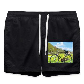 Cycle in nature - Swim Trunks - black - Front - AI Model Male 185 light (185cm)