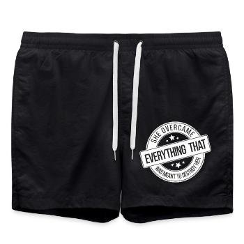 She Overcame What Was Meant To Destroy 10 - Badeshorts - Schwarz - Vorne - AI Model Male 185 light (185cm)