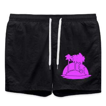 Palm Trees Island Beach Holiday Sun Sea Beautiful Evening - Swim Trunks - black - Front - AI Model Male 185 light (185cm)