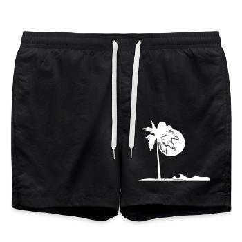 Palm Tree Island Beach Holiday Sun Sea Beautiful Evening - Swim Trunks - black - Front - AI Model Male 185 light (185cm)