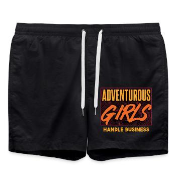 Adventurous Girls Handle Business Bold Expression - Swim Trunks - black - Front - AI Model Male 185 light (185cm)