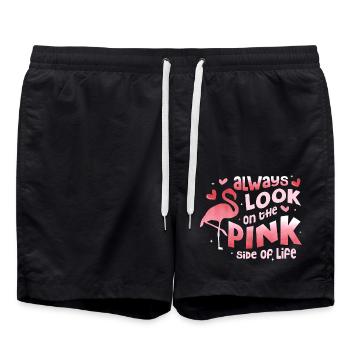 Always Look On The Pink Side Of Life Pink Bird Fla - Swim Trunks - black - Front - AI Model Male 185 light (185cm)