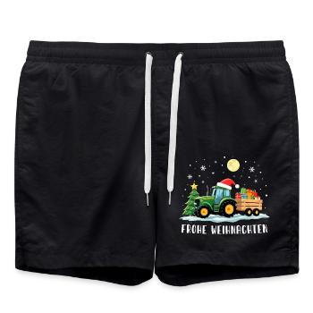 Santa Traktor - Fröhliche Weihnachten Bauer Fährt - Badeshorts - Schwarz - Vorne - AI Model Male 185 light (185cm)