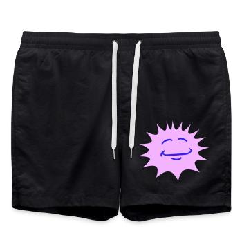 Helle Sonne Lustiges Gesicht Lächeln Comic Cartoon - Badeshorts - Schwarz - Vorne - AI Model Male 185 light (185cm)