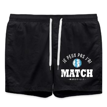 Je peux pas j ai Match football OM marseille - Short de bain - noir - Devant - AI Model Male 185 light (185cm)