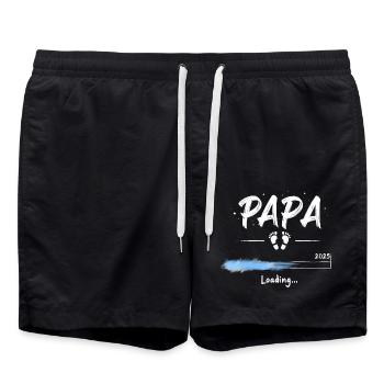Papa 2025 Loading für Väter Geschenk - Badeshorts - Schwarz - Vorne - AI Model Male 185 light (185cm)