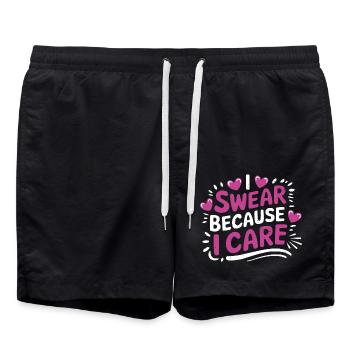 I Swear Because I Care 6 - Badeshorts - Schwarz - Vorne - AI Model Male 185 light (185cm)