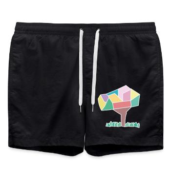 African Tree meet Soviet Mosaic - Swim Trunks - black - Front - AI Model Male 185 light (185cm)