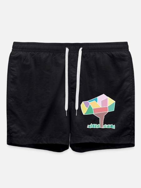 African Tree meet Soviet Mosaic - Swim Trunks - black