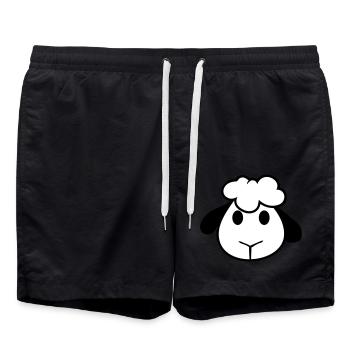Sheep Face Head Cute Cute Lamb Cool Comic - Swim Trunks - black - Front - AI Model Male 185 light (185cm)