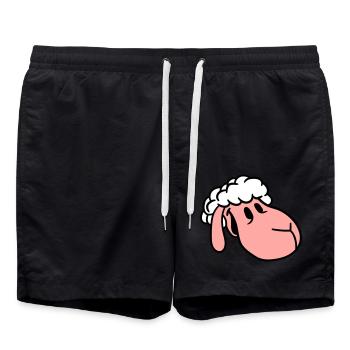 Sheep Face Head Cute Cute Lamb Cool Comic - Swim Trunks - black - Front - AI Model Male 185 light (185cm)