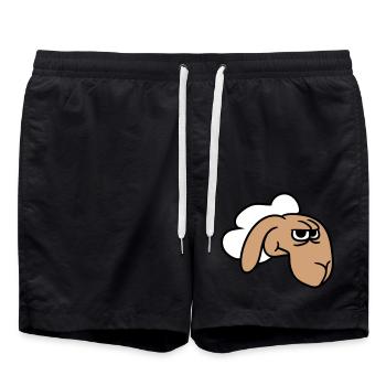 Le mouton a l’air sceptique, critique, regards suspicieux - Short de bain - noir - Devant - AI Model Male 185 light (185cm)