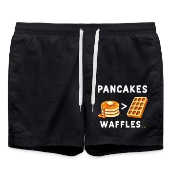 Pfannkuchen über Waffeln - Badeshorts - Schwarz - Vorne - AI Model Male 185 light (185cm)