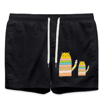 Chat Mère Enfant - Short de bain - noir - Devant - AI Model Male 185 light (185cm)
