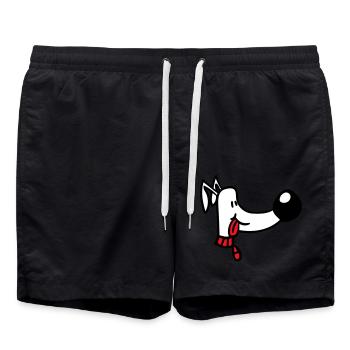 Visage de chien Drôle Mignon Langue Sortant Tête - Short de bain - noir - Devant - AI Model Male 185 light (185cm)