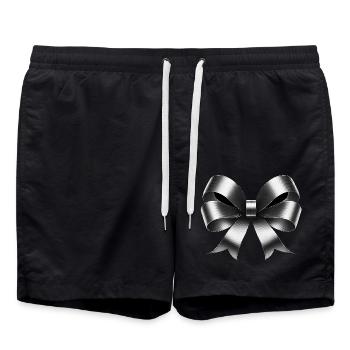 Silver ribbon - Swim Trunks - black - Front - AI Model Male 185 light (185cm)