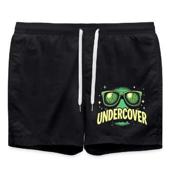 Lunettes de soleil drôles et costume de discours infiltré - Short de bain - noir - Devant - AI Model Male 185 light (185cm)
