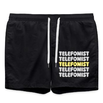 Emploi Opérateur téléphonique - Short de bain - noir - Devant - AI Model Male 185 light (185cm)