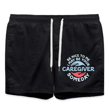 Sois gentil avec moi Je serai peut-être ton aidant Un jour Soins - Short de bain - noir - Devant - AI Model Male 185 light (185cm)