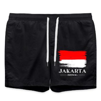 Jakarta Indonesia - Swim Trunks - black - Front - AI Model Male 185 light (185cm)