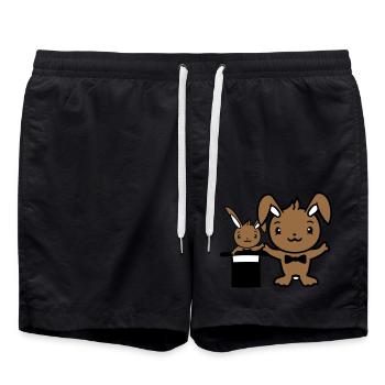 Hase Zauberer Zylinder Hut Kind 2 Baby zaubern süß - Badeshorts - Schwarz - Vorne - AI Model Male 185 light (185cm)