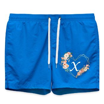 Buchstabe x florales goldenes Herz - Badeshorts - Cobalt blue - Vorne