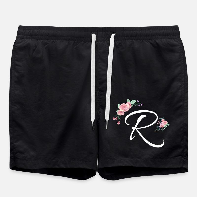 Lettre r fleurs - Short de bain - noir