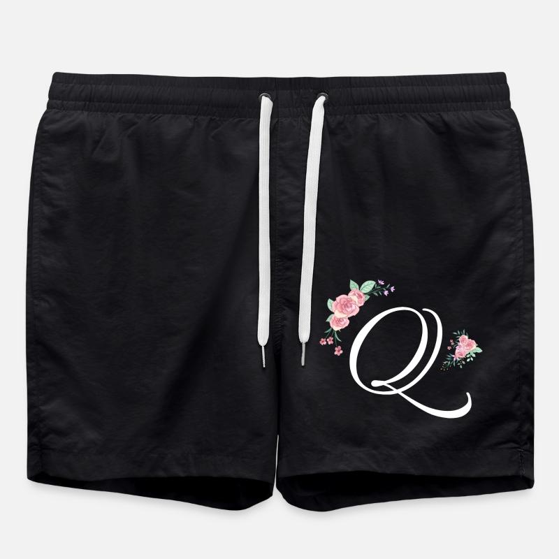 Letter q flowers - Swim Trunks - black