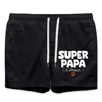 Papa drôle Fête des Pères Super papa d'amour - Short de bain - noir - Devant - AI Model Male 185 light (185cm)