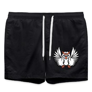 hibou oiseau aigle hibou hibou oiseau de nuit chouette effraie volant cool - Short de bain - noir - Devant - AI Model Male 185 light (185cm)